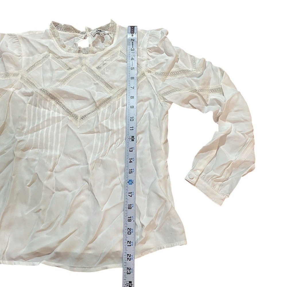 Madewell NWT Lace Insert Mock neck Top White Cream Size Small Silky - Picture 11 of 12